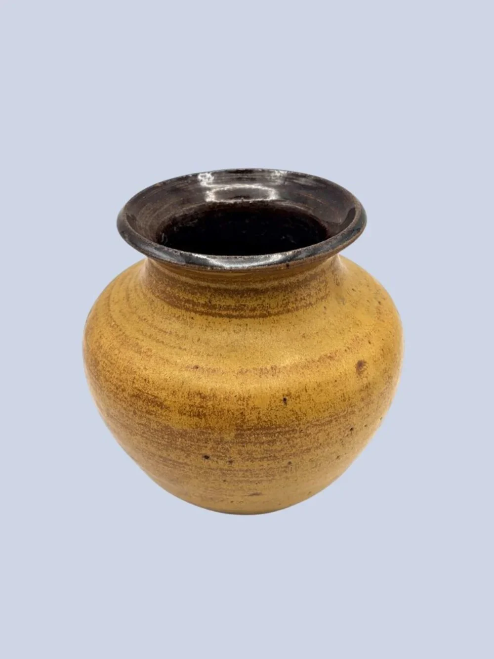 Signed M.S. Campbell 1978 Studio Pottery Vase Mustard Brown Glaze Handmade Art